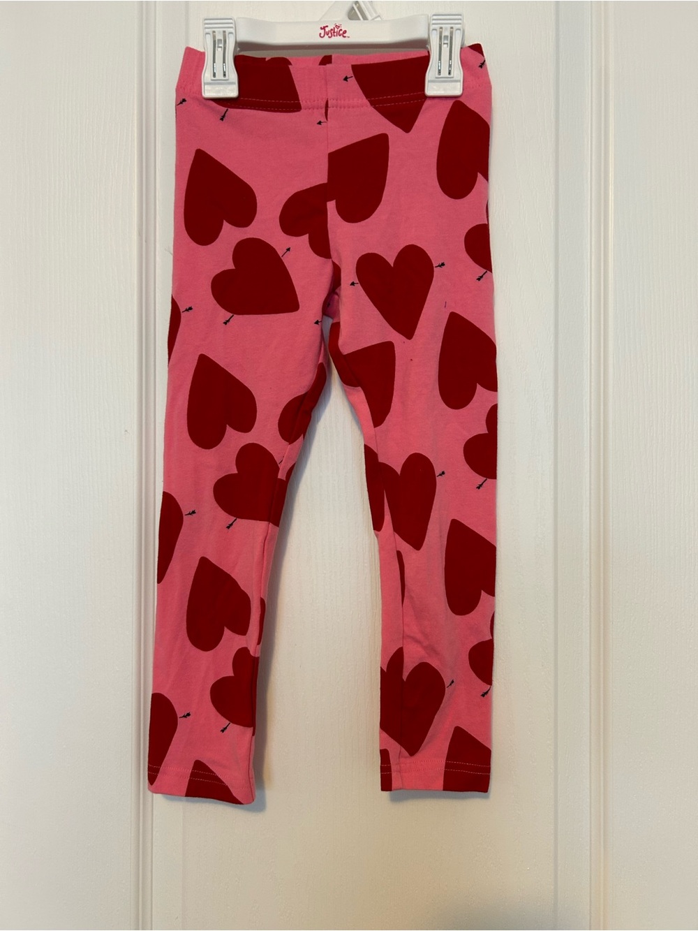 Carter's Pink Leggings with Red Heart Print